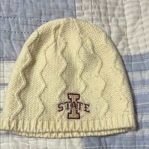 Cream Knit Beanie with Iowa State Embroidered Logo